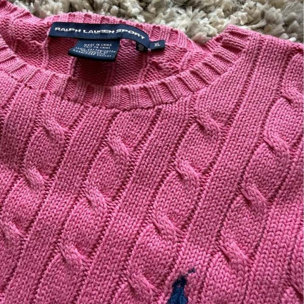 Ralph Lauren Sport Pink Cable Knit Cotton Sweater XL